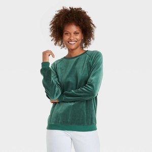 NWT Women's Soft Rib Knit Cuff Sweatshirt - Verde‎ Green 🌿